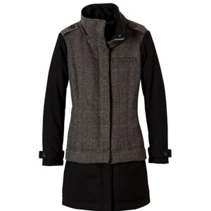 PRANA prAna Coat Convertible Jacket  "Caprise" Wool Blend, Quilted Lining